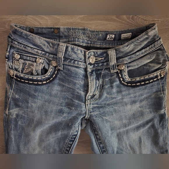 Y2K Miss Me Jeans Style JE5124B12R Boot Womens Denim Distressed Jean Size 26 - Picture 3 of 6